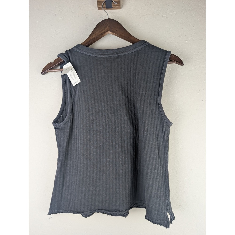 Aerie Womens Sleeveless Henley Tank Top Washed Charcoal Gray Ribbed Small NWT - Picture 6 of 7